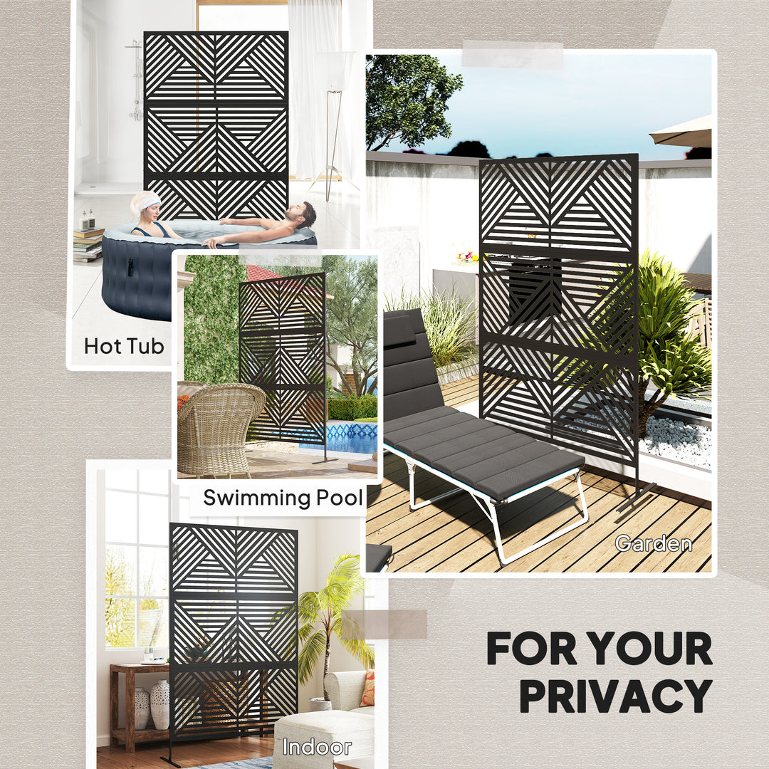 Decorative Garden Privacy Screen with Stand, 6.5FT Freestanding Metal 