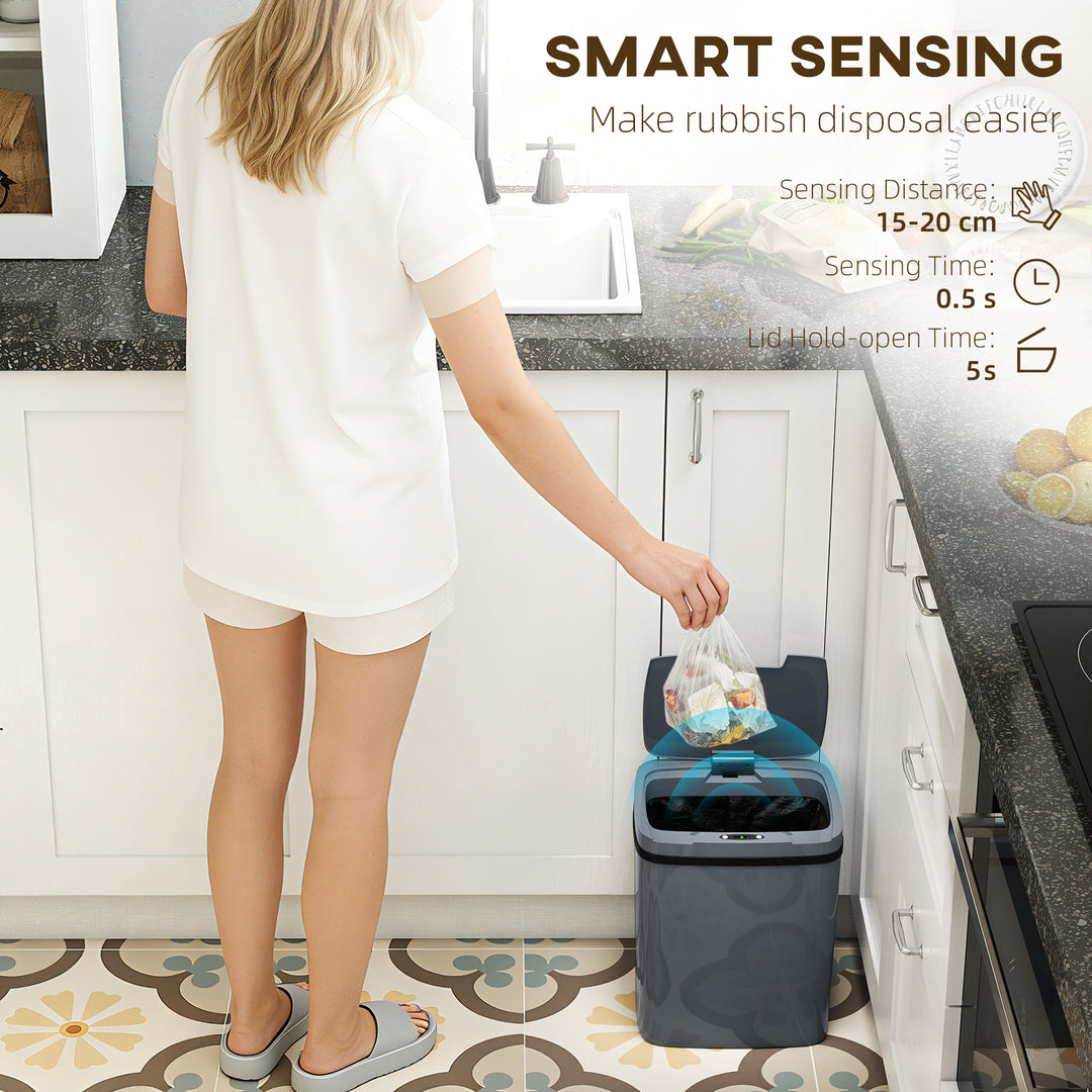 15L Sensor Bin, Automatic Touchless Kitchen Bin, Easy Clean, Battery Operated for Home Office, Bedroom, Bathroom