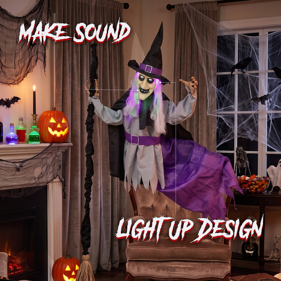 200cm Life Size Animated Flying Witch Halloween Decorations Outdoor In