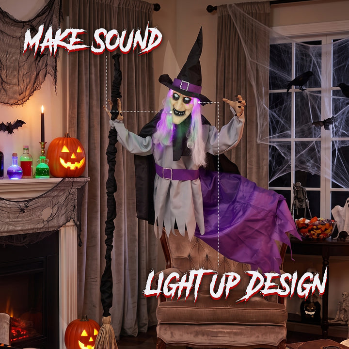 200cm Life Size Animated Flying Witch Halloween Decorations Outdoor In