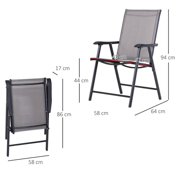 Set of Six Folding Garden Chairs - Grey