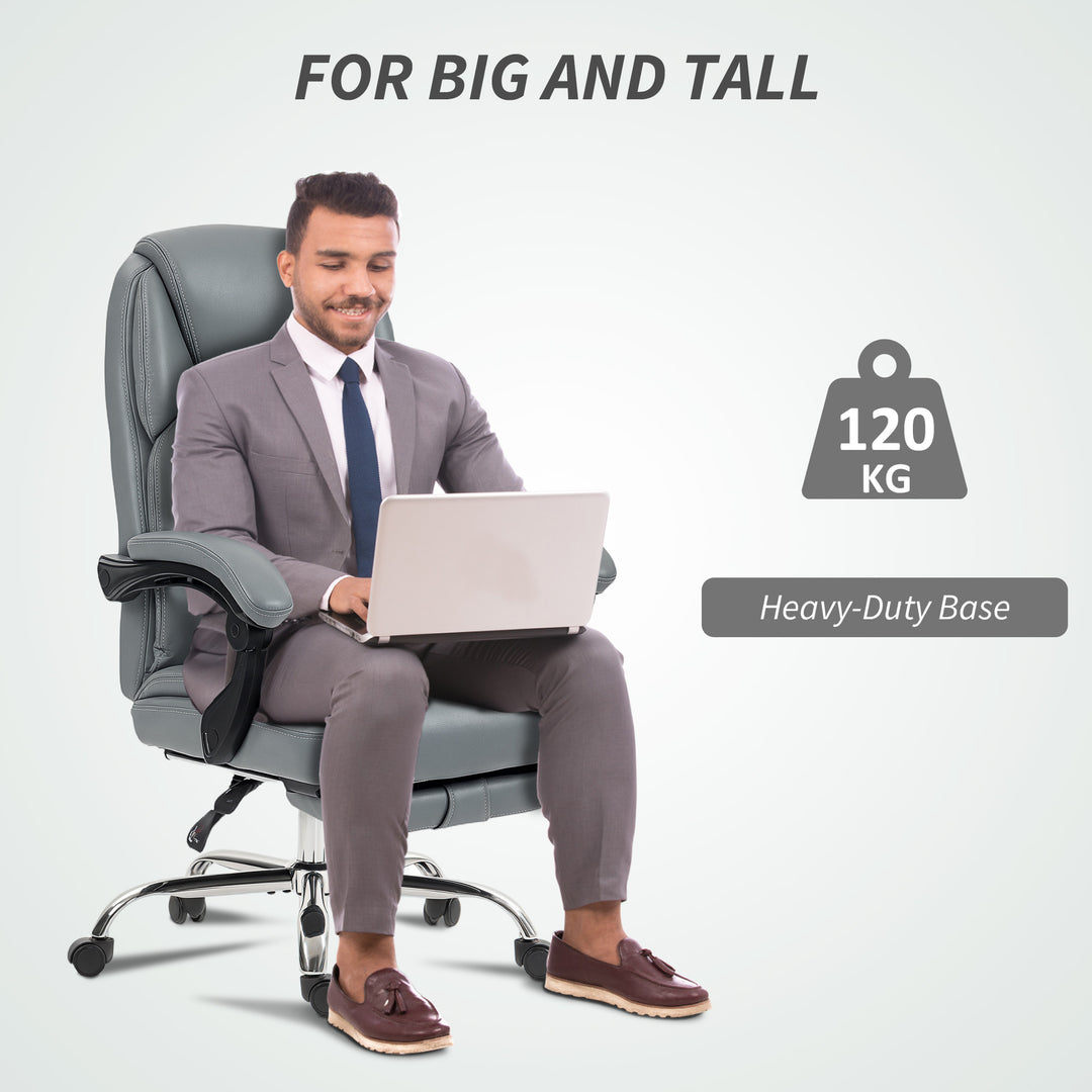 MCL Faux Leather Reclining Office Chair, with Footrest - Grey