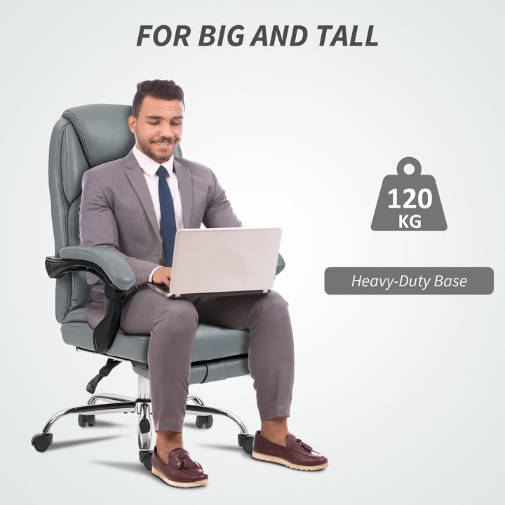 MCL Faux Leather Reclining Office Chair, with Footrest - Grey