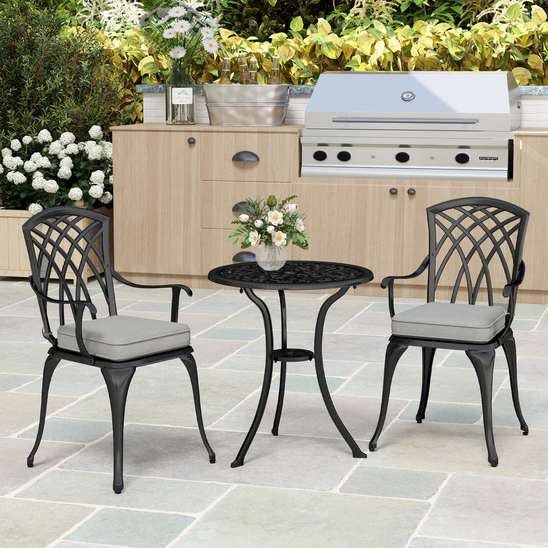 Three-Piece Cast Aluminium Bistro Set - Black