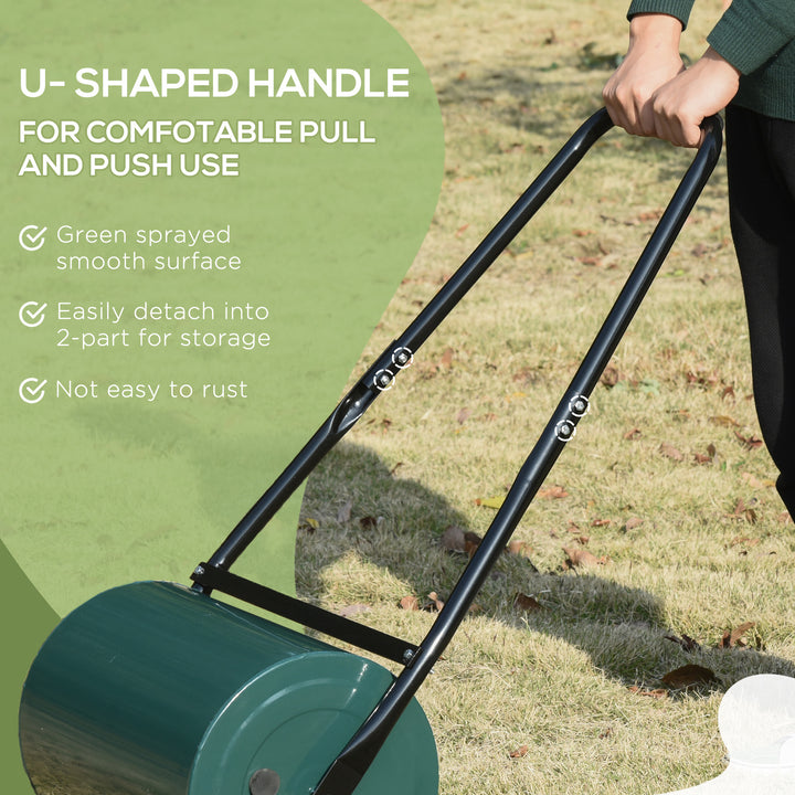 Outsunny Heavy Duty Garden Lawn Roller, Water or Sand Filled Steel Drum, 30 L, 妗?0cm, Green