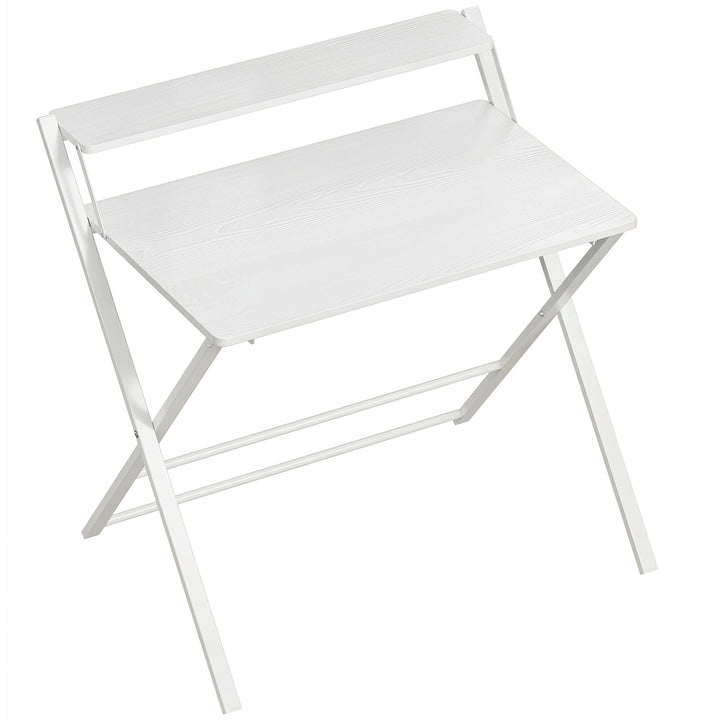 Compact Folding Desk for Small Spaces with Storage Shelf for Home Offi