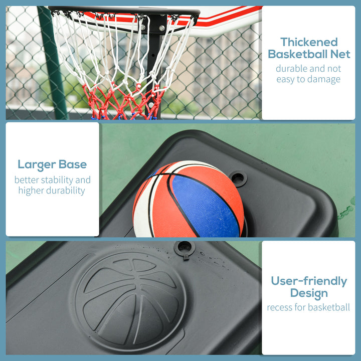 HOMCOM Portable Basketball Hoop: Wheeled Stand for Indoor & Outdoor Play, Adjustable Height, Monochrome Design | Aosom UK