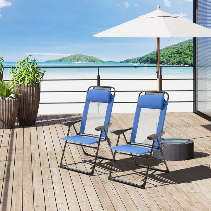 Folding Garden Chairs Set of 2, 5-Position Recliner Camping Chair with