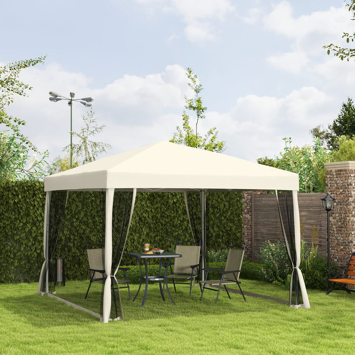 3 x 3(m) Pop Up Gazebo with 4 Mesh Sides and Carry Bag, Height Adjustable Party Canopy Tent, Portable Garden Outdoor