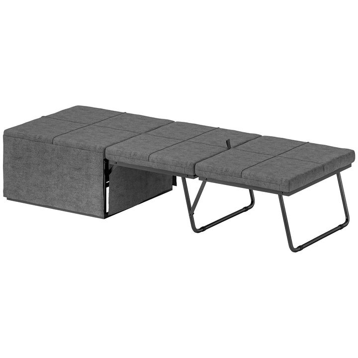 Folding Bed with Linen Sponge Mattress and Dust Cover, Foldable Guest Bed Compact Single Bed with Metal Frame, 69 x 181.5 cm, Grey