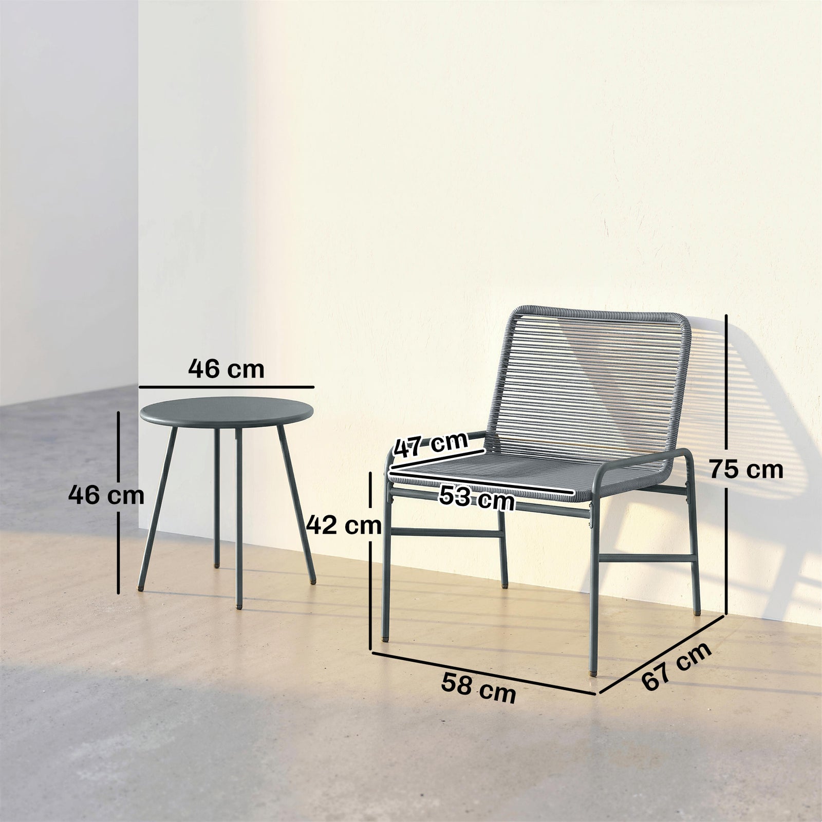 3 Piece Rattan Bistro Set, Outdoor Garden Furniture Set with 2 Chairs,