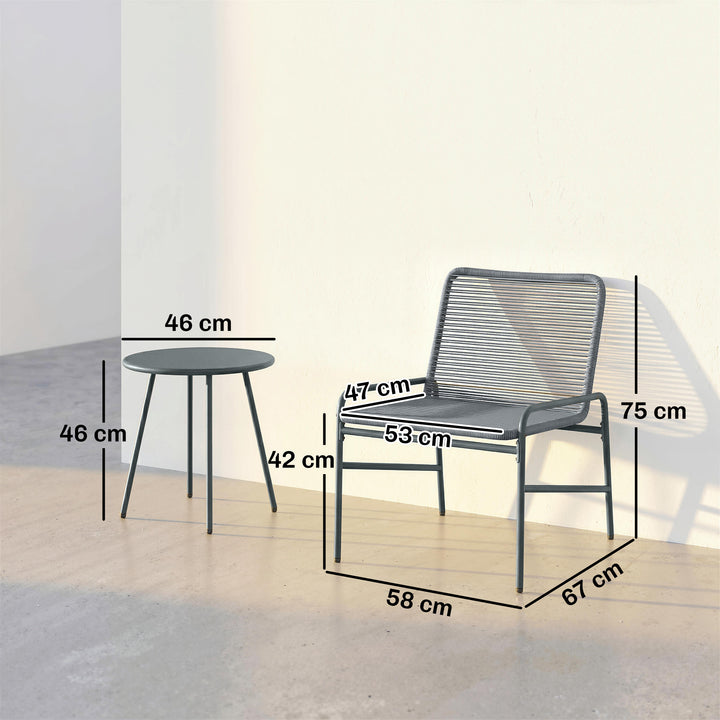 3 Piece Rattan Bistro Set, Outdoor Garden Furniture Set with 2 Chairs,