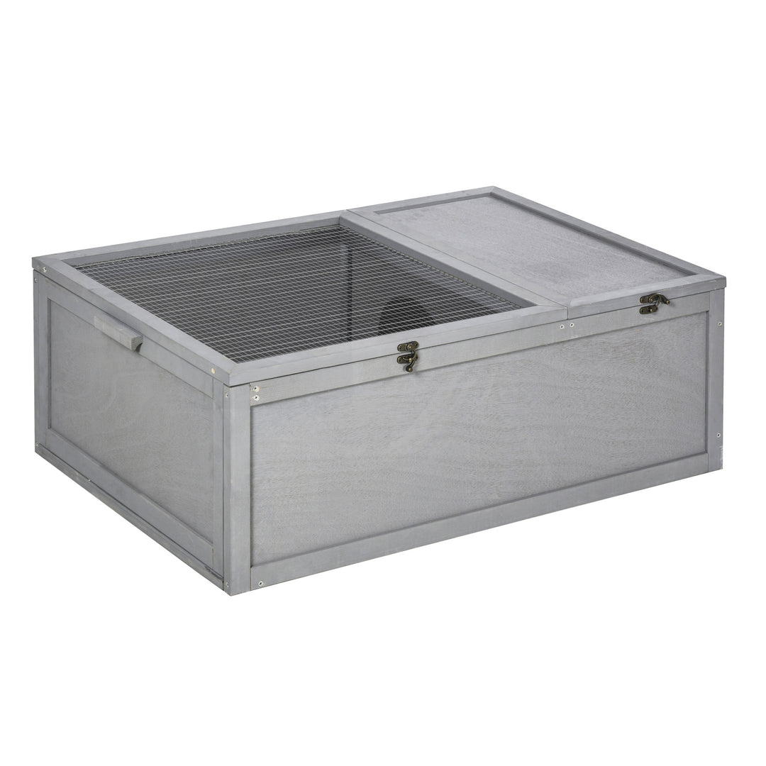 MCL 94 cm Wooden Tortoise House Turtle Habitat Small Reptile Cage Enclosure with Two Room Grey