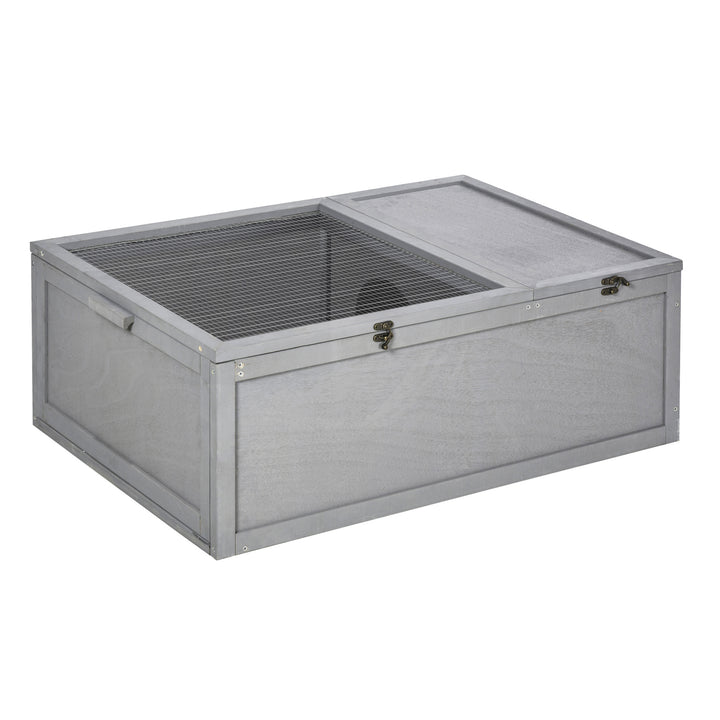 MCL 94 cm Wooden Tortoise House Turtle Habitat Small Reptile Cage Enclosure with Two Room Grey