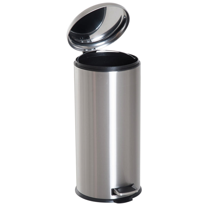 HOMCOM Foot Pedal Bin Stainless Steel Metal Waste Rubbish Lid Kitchen Garbage 30L | Aosom UK