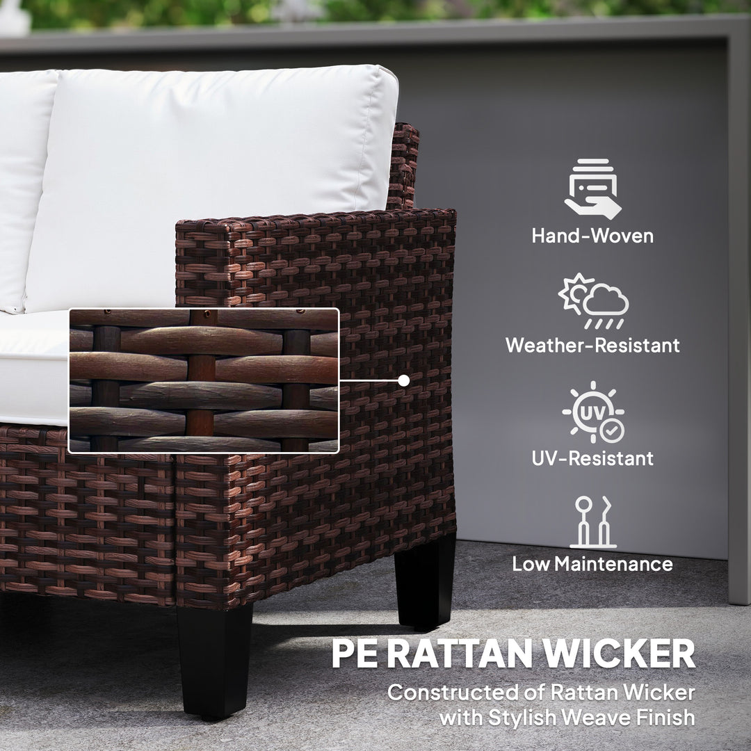 Two-Seater Rattan Outdoor Sofa - Brown