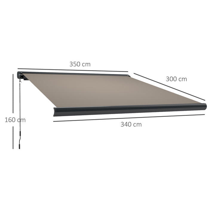 3.5 x 3 m Electric Awning with Remote Controller, Aluminium Frame DIY Retractable Awning, UV50+ Sun Shade Canopy for Garden Patio Deck Door Window, Light Grey