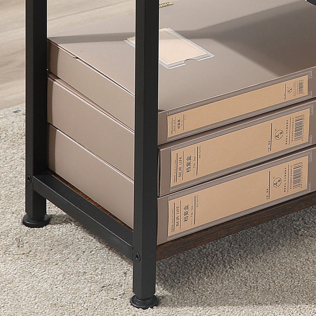 Office Desk with Storage Shelves, 120 CM Computer Desk, Industrial Study Table with Metal Frame for Home Office Small Space, Rustic Brown