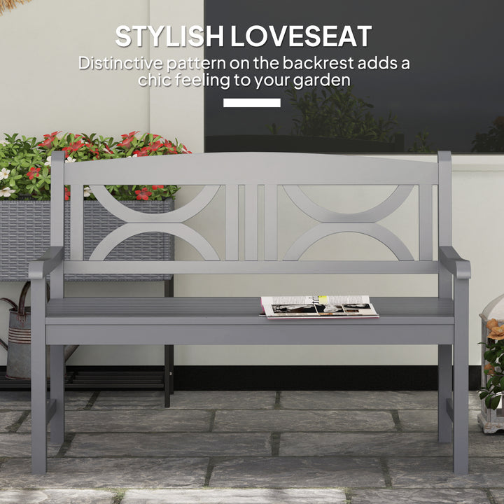 2-Seater Wooden Garden Bench Outdoor Patio Loveseat for Porch, Grey