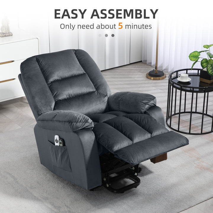 HOMCOM Lift Chair, Quick Assembly, Electric Riser and Recliner Chair with Vibration Massage, Heat, Side Pockets, Grey | Aosom UK