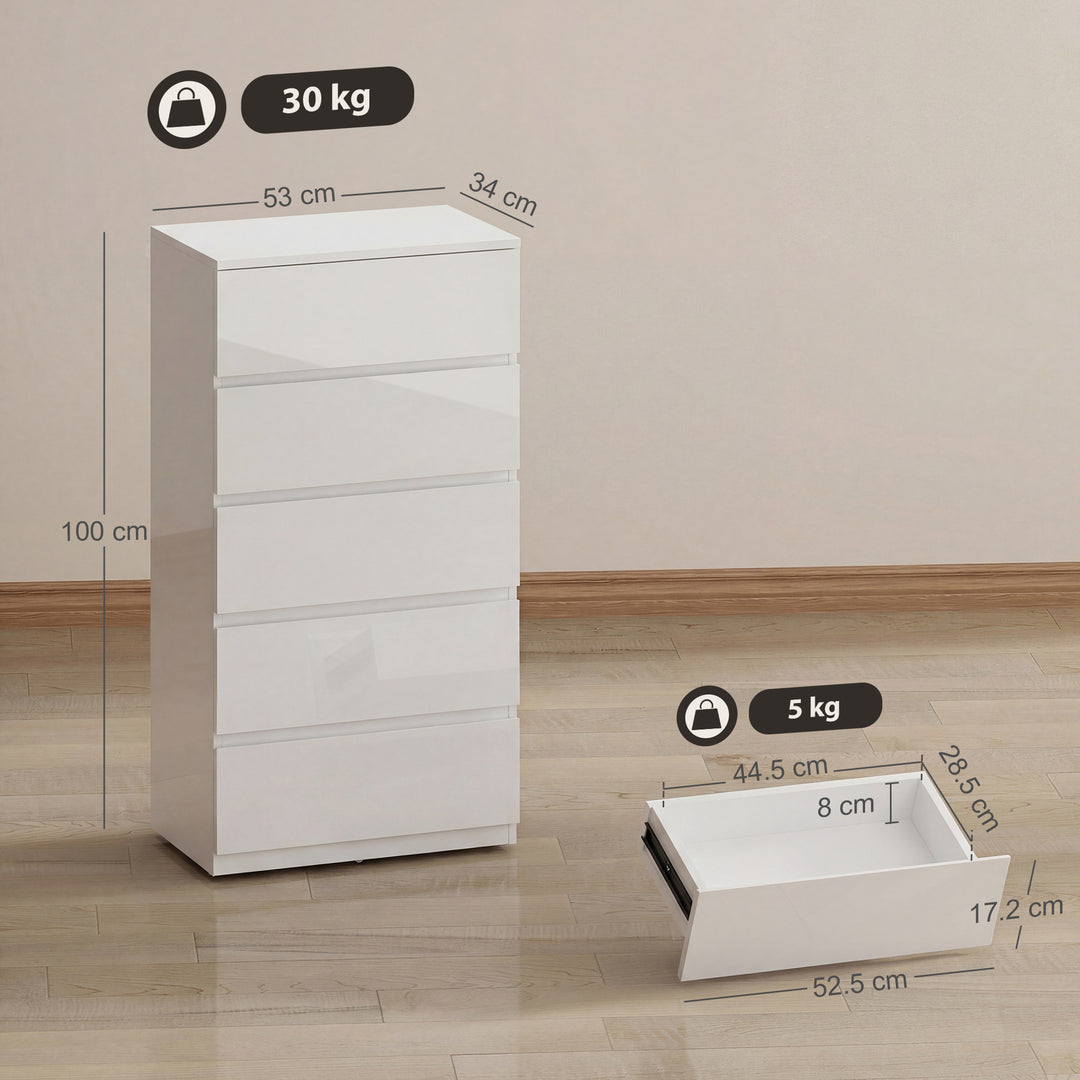Chest of Drawers, 5-Drawer Storage Cabinets, Modern Dresser, Storage D