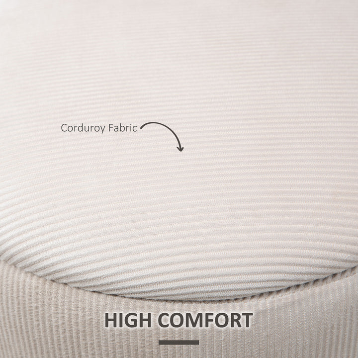 HOMCOM Modern Storage Ottoman with Removable Lid, Fabric Storage Stool, Foot Stool, Dressing Table Stool Side Table, Set of 2, Cream White