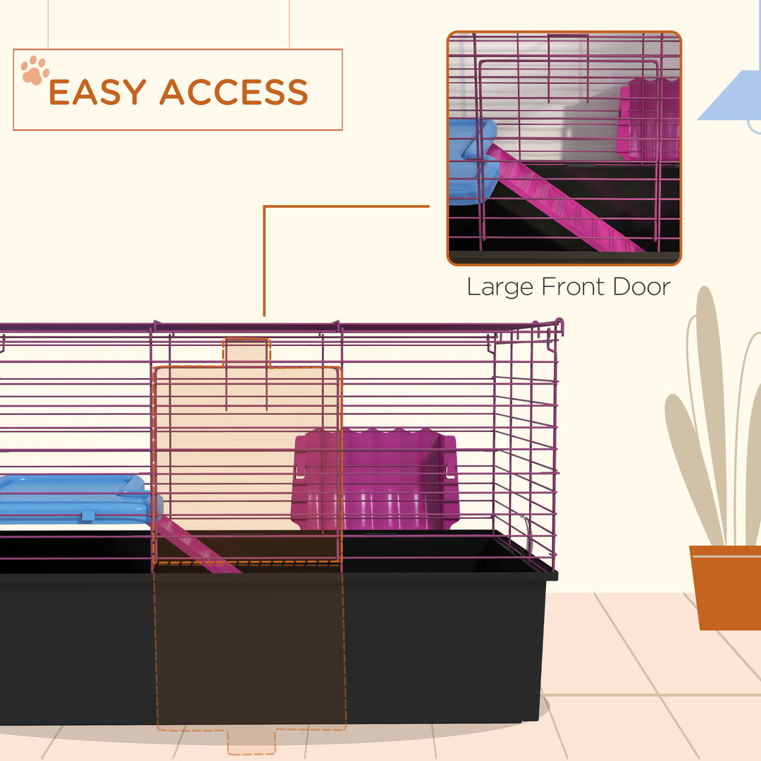 PawHut Chinchillas Small Rabbit Guinea Pig Small Animal Cage Pet Playhouse with Platform Ramp, 71 x 46 x 47 cm | Aosom UK