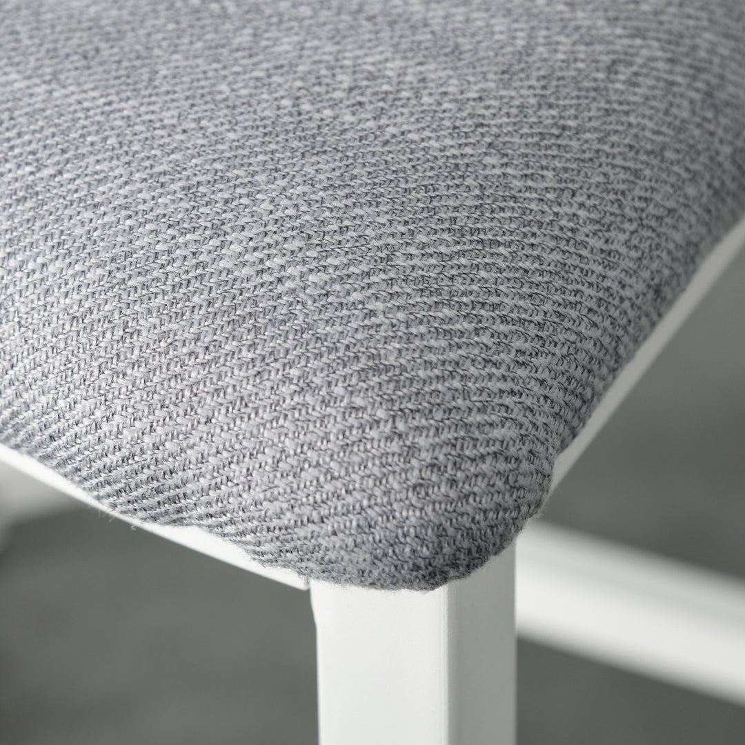 MCL Modern Round Dining Table Set with 4 Upholstered Stools for Dining Room, Kitchen, Grey