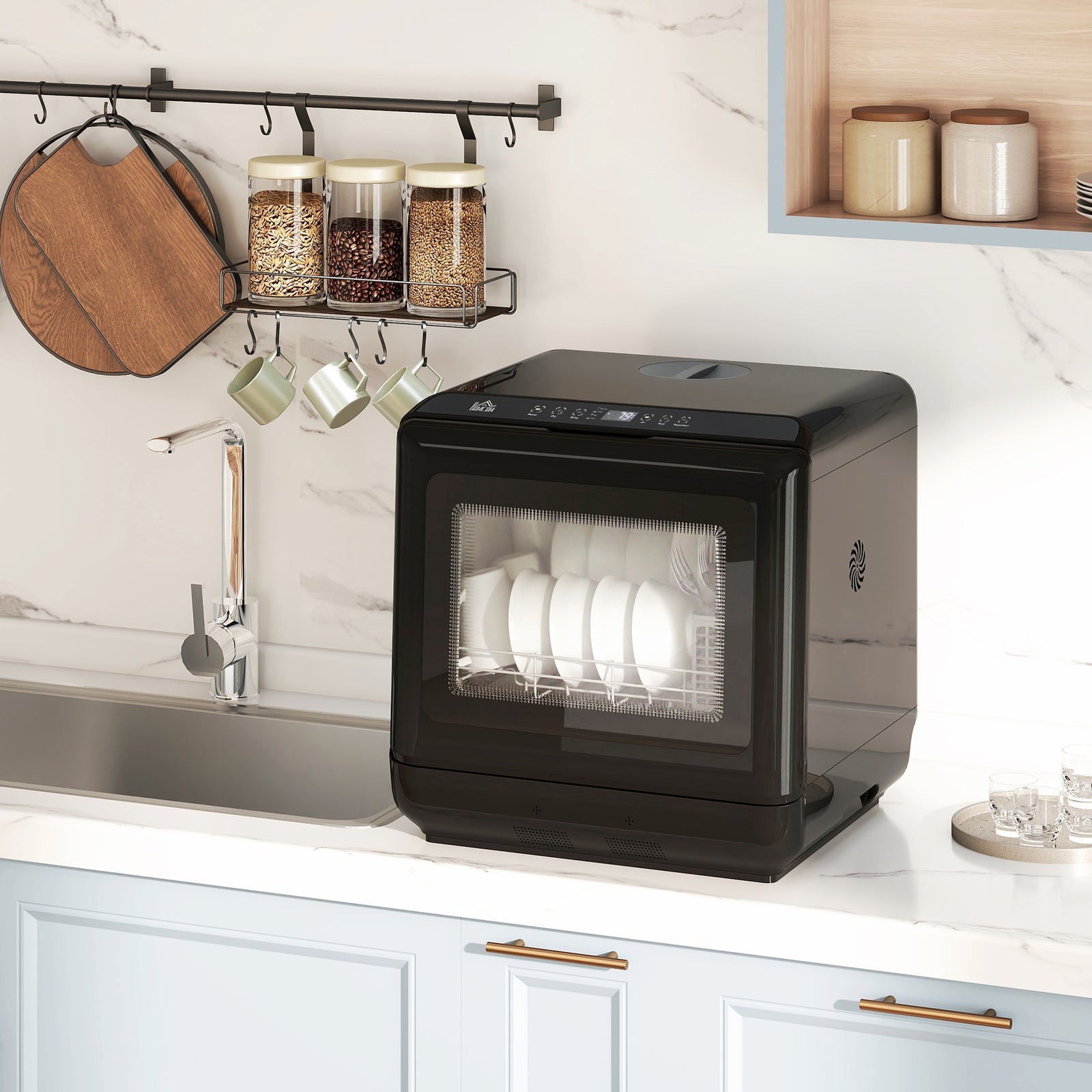 6L Five-Mode Tabletop Dishwasher - Black