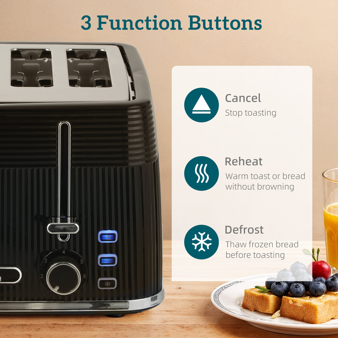 4 Slice Toaster with 7 Browning Levels, Bread Toaster with Removable C