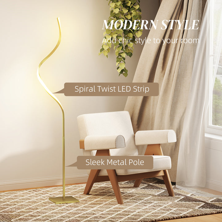 LED Floor Lamp with 3 Adjustable Brightness, Modern Dimmable Standing Lamp with Foot Switch for Bedroom, Living Room, Gold Tone