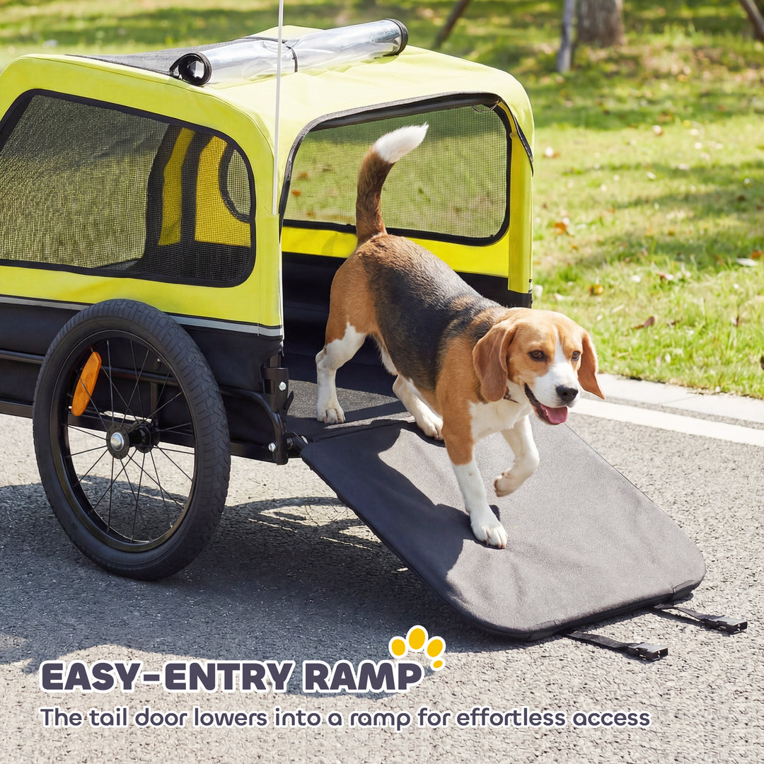 Dog Bike Trailer with Flip-Down Ramp Tailgate, Quick Release Frame, Un