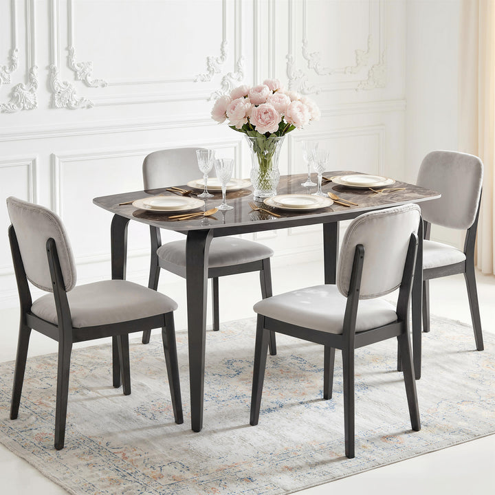 Dining Table for 4, Modern Kitchen Table with Sintered Stone Tabletop,