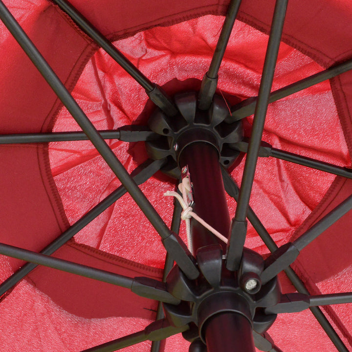 2.7M Garden Parasol Umbrella with Glass Fibre Ribs and Aluminium Frame, Tilting Sun Shade Shelter Canopy, Wine Red