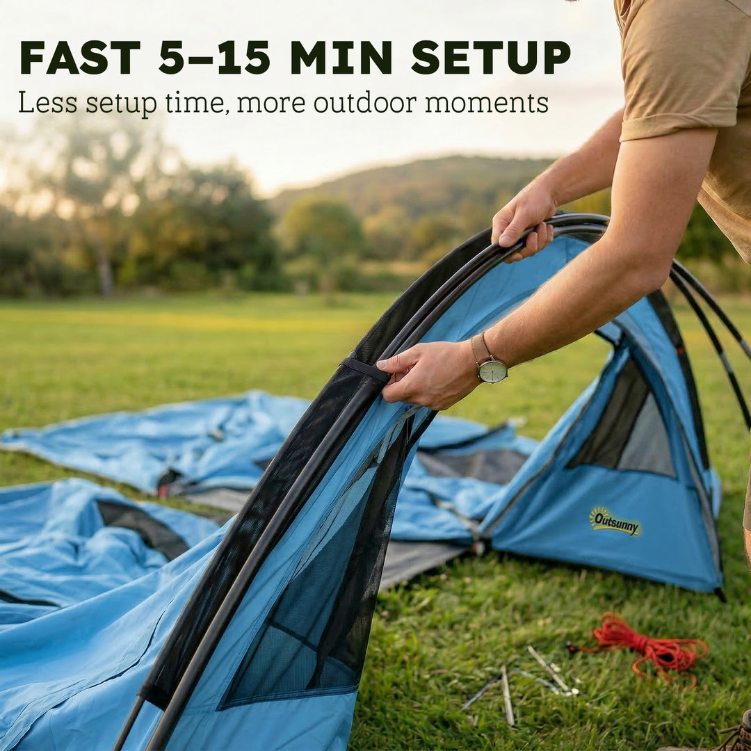 4 Person Easy Setup Family Camping Tent with 2 Rooms, Waterproof Tunne