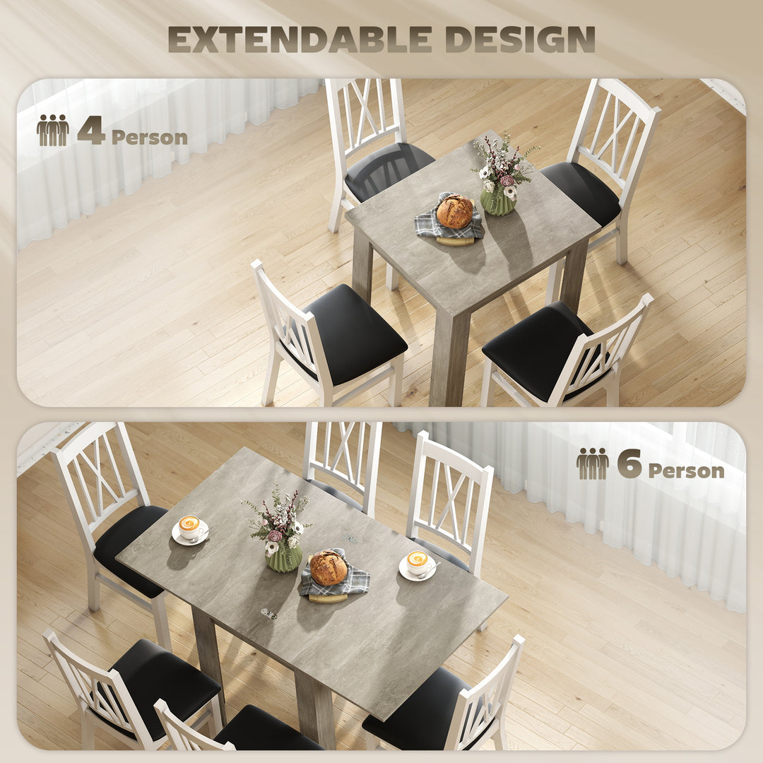 Folding Dining Table for 4-6, Rectangular Extendable Drop Leaf Table f