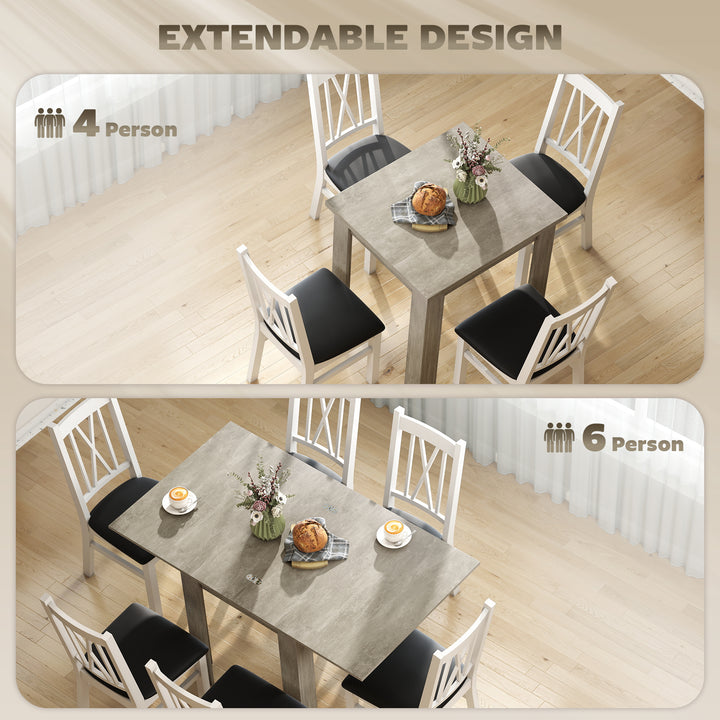 Folding Dining Table for 4-6, Rectangular Extendable Drop Leaf Table f
