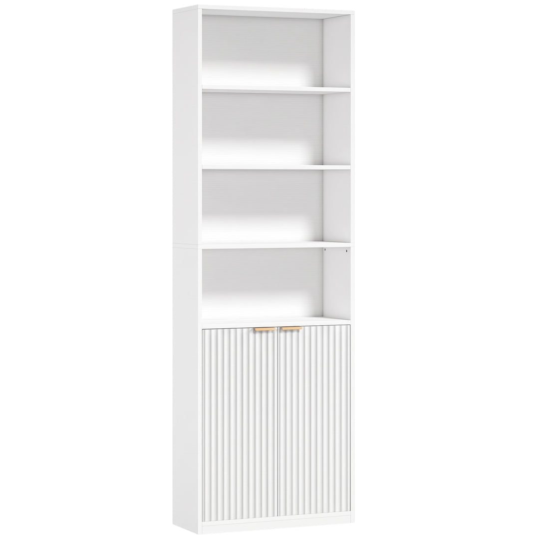 Bookcase Adjustable Shelf Bookshelf Anti-Tip Hardware 6-Tier - White
