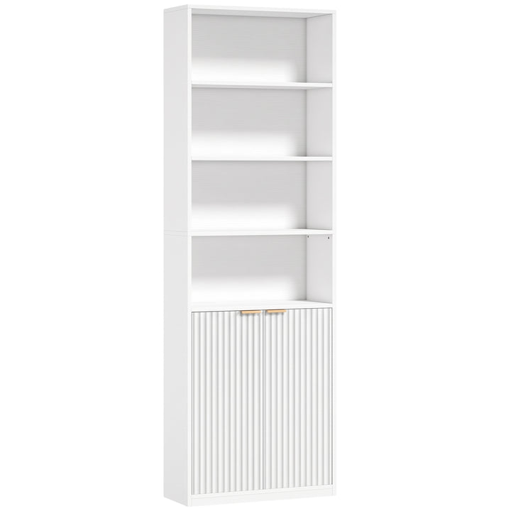 Bookcase Adjustable Shelf Bookshelf Anti-Tip Hardware 6-Tier - White