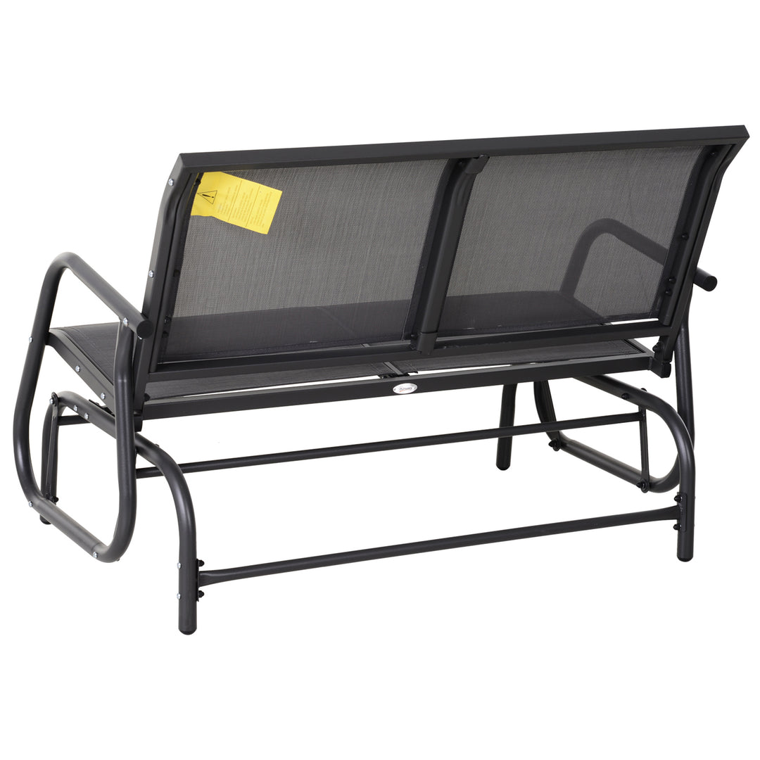 2-Person Outdoor Glider Bench Patio Double Swing Gliding Chair Loveseat w/Power Coated Steel Frame for Garden Patio Porch, Grey