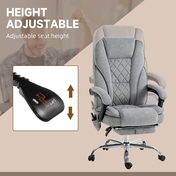 Massage Office Chair, Heated Reclining Computer Chair with Adjustable Height and Footrest, Grey