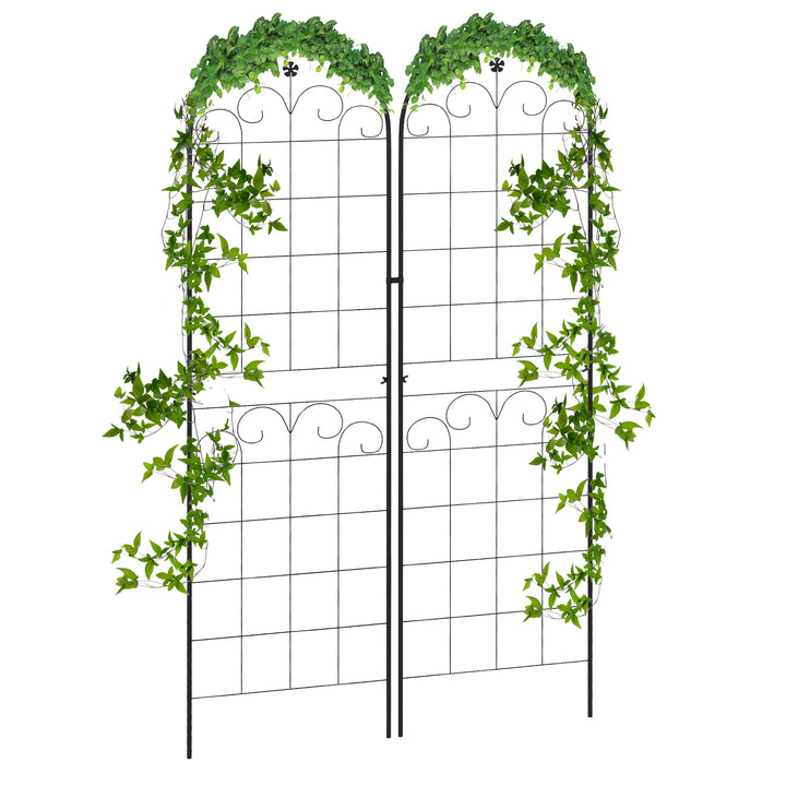 Outsunny Metal Trellis Set of 2, Garden Trellis for Climbing Plants Support Frames, Floral Design | Aosom UK