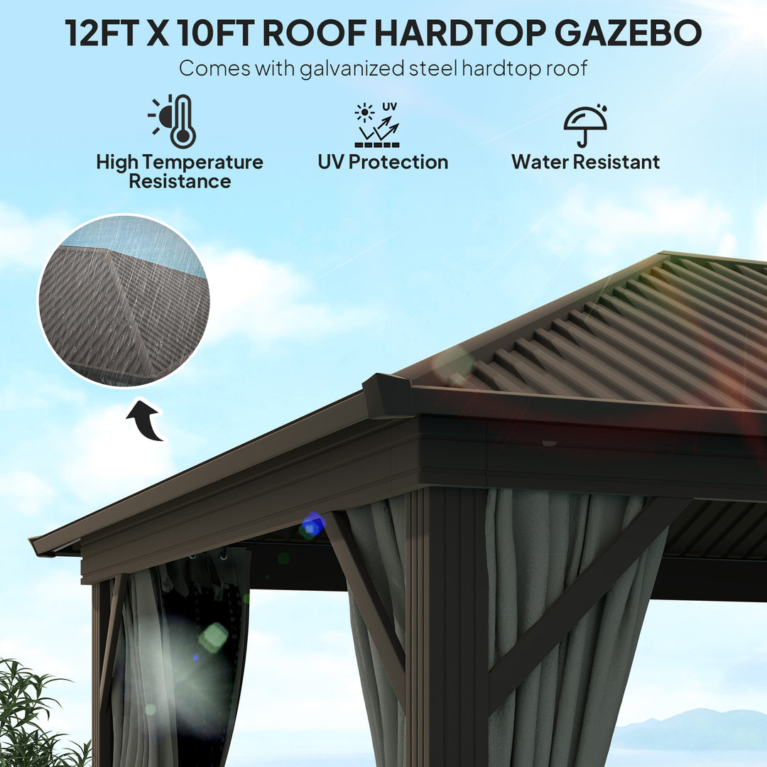 3.6 x 3 m Aluminium Hardtop Gazebo, with Accessories - Dark Grey