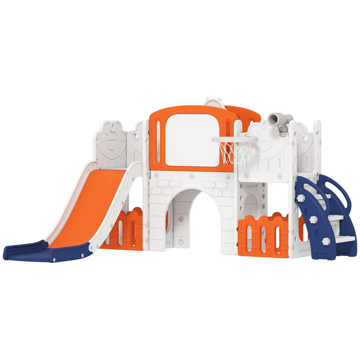 7 in 1 Toddler Slide Set with Basketball Hoop, Climbing Frame, Telesco