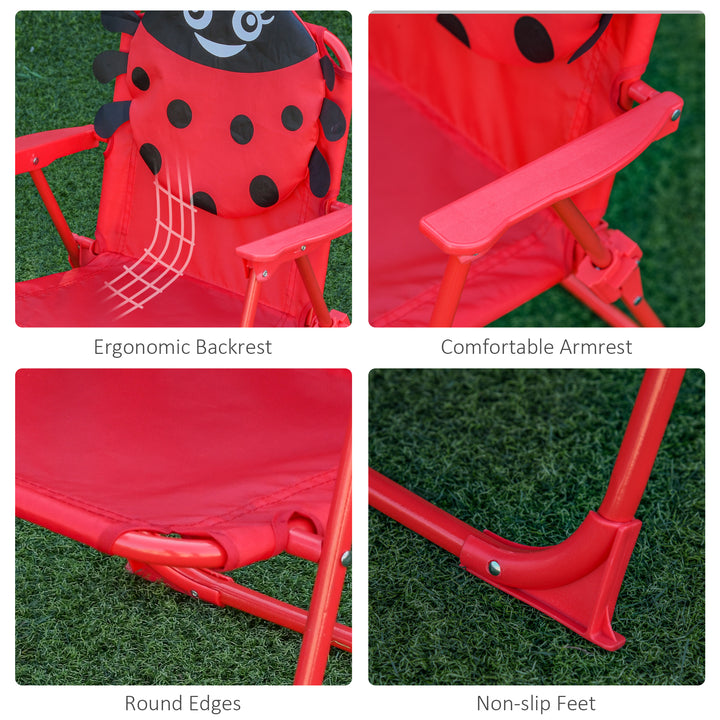 Kids Folding Picnic Table Chair Set w/ Parasol, Red