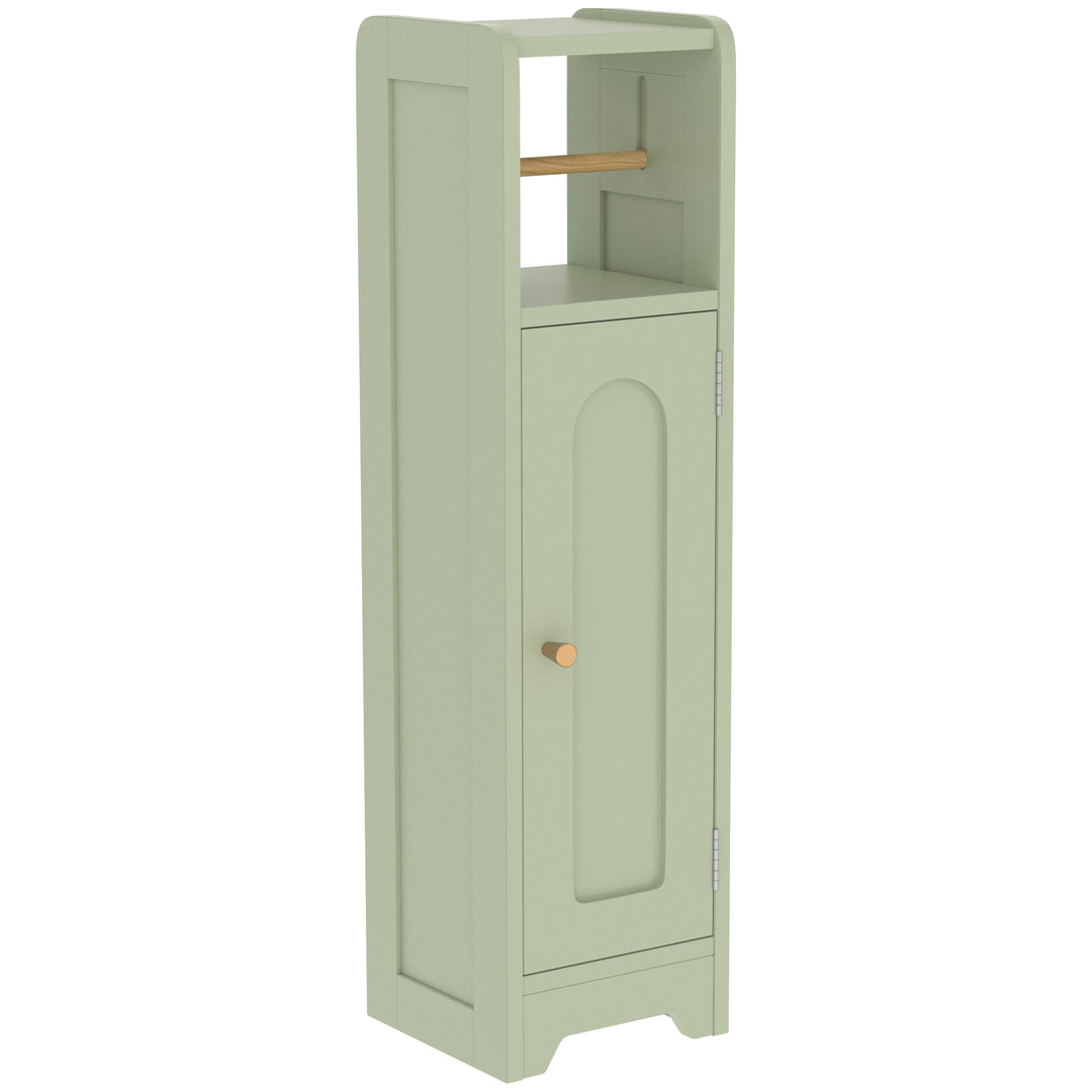 Small Bathroom Storage Cabinet with Toilet Roll Holder - Green