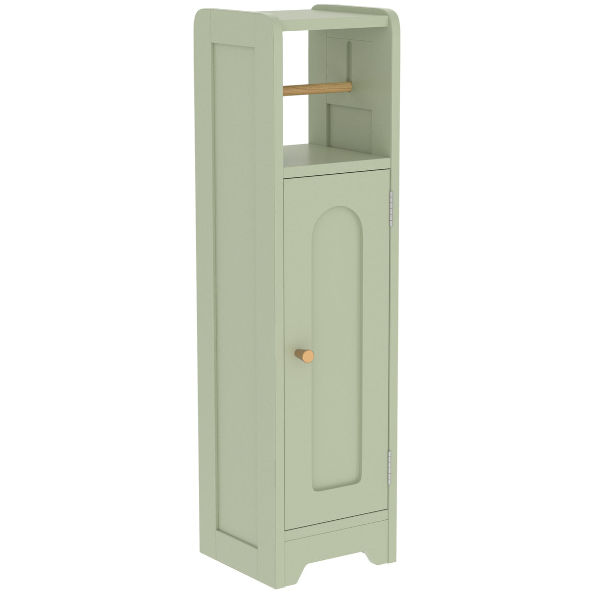 Small Bathroom Storage Cabinet with Toilet Roll Holder - Green