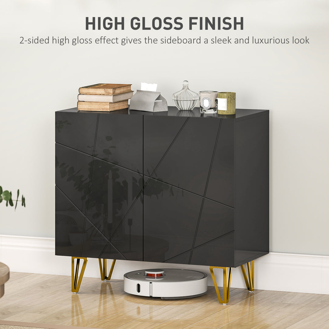 Modern Luxe High Gloss Sideboard, with Hairpin Legs - Black