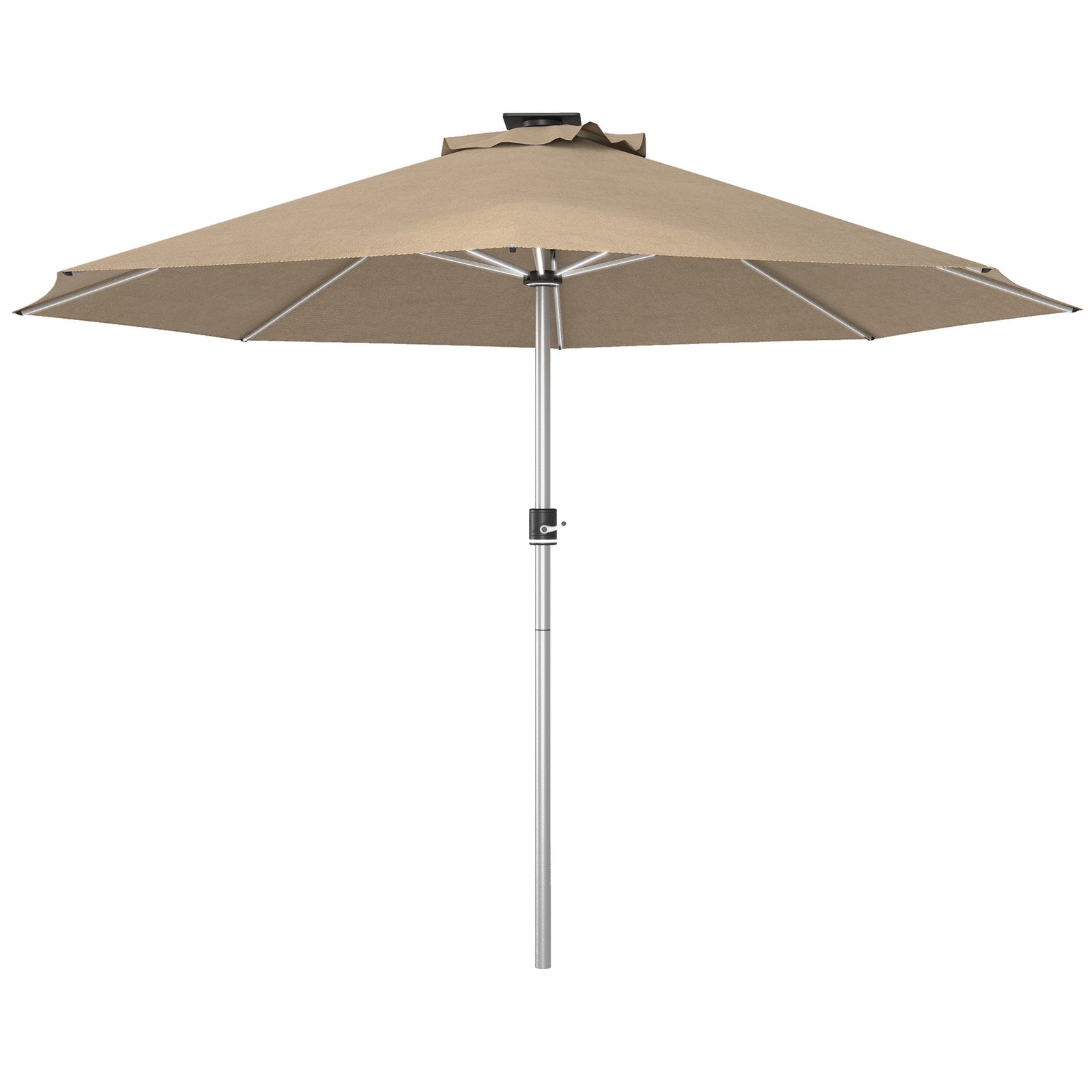 3m Parasol, with Solar-Powered LED Lights - Khaki