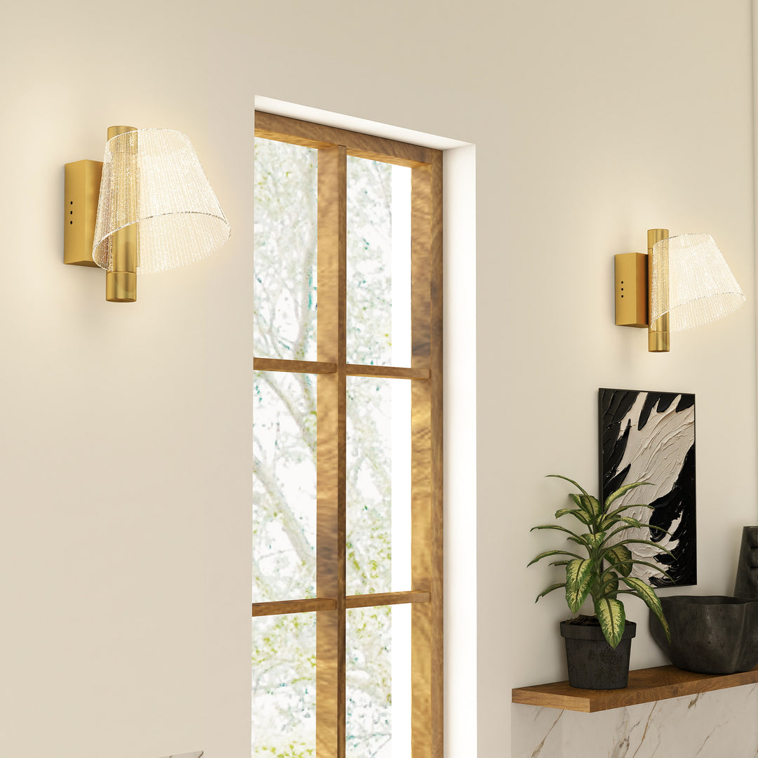 Led Wall Lamp 2 Pack, 5W Modern Indoor Starry Wall Light, Colour Temperature Adjustable 3000K/4000K/6500K, for Bedroom, Living Room, Hallway, Stairs, Gold Tone